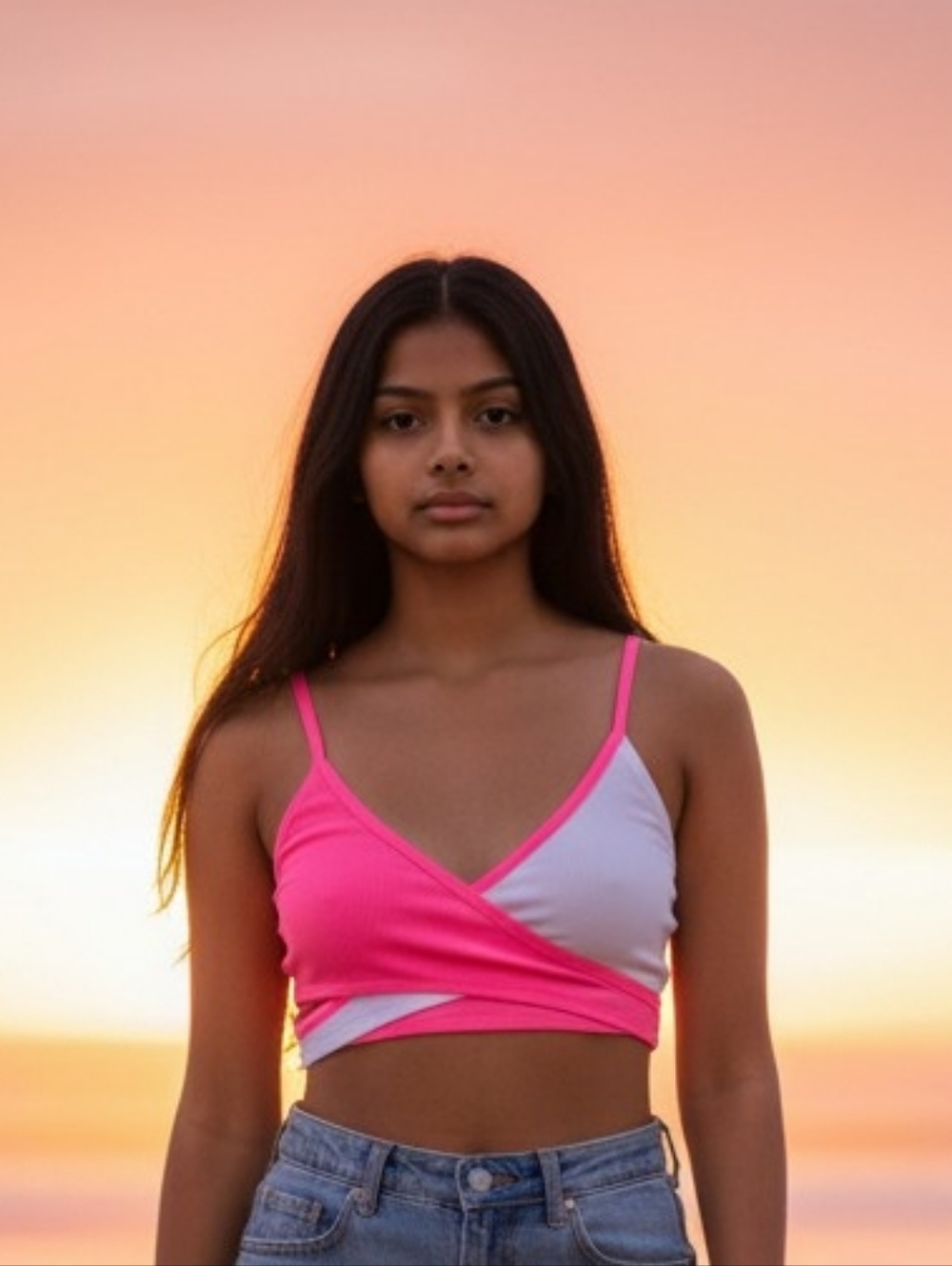 3 For $15 Girls Ribbed Bikini Top Sz 13/14 NWOT Pink And White